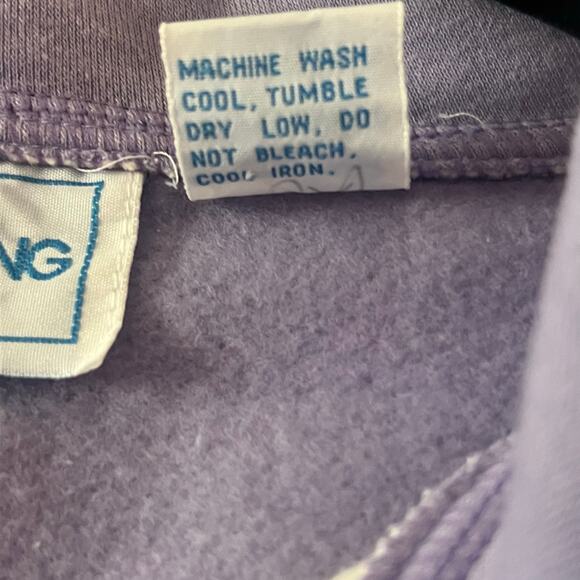 Vintage Goolagong Colorblock Hoodie Pullover L Purple Cream 80s Y2K Taiwan Retro - Picture 4 of 5